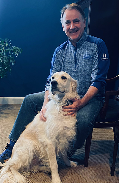 Steve Bell with his dog Gus